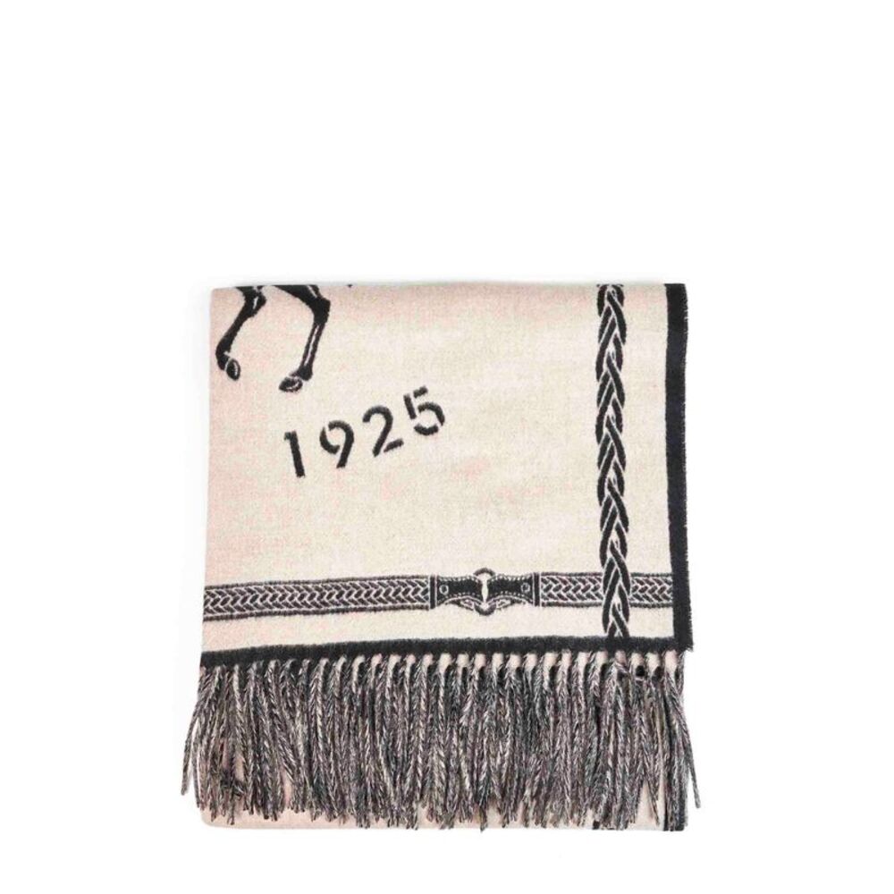 Fendi Silk Women Dove Grey Wool And Cashmere Selleria Scarf